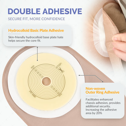 Colostomy Bags, One Piece Cut to Fit Ostomy Pouches 15-60mm With Hydrocolloid Adhesive, Soft Fabric All-Day Comfort