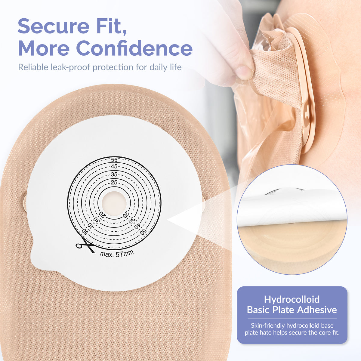 28 PCS Ostomy Supplies Colostomy Bags 2 Piece Ostomy Bag Two Piece Ostomy Drain Pouches for Ileostomy and Stoma Care, Trim-to-Fit 15-57 mm (18 x Bags+10 x Skin Barriers)