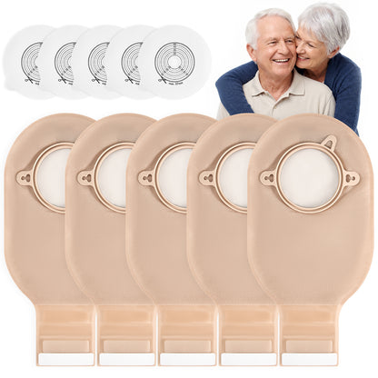 28 PCS Ostomy Supplies Colostomy Bags 2 Piece Ostomy Bag Two Piece Ostomy Drain Pouches for Ileostomy and Stoma Care, Trim-to-Fit 15-57 mm (18 x Bags+10 x Skin Barriers)
