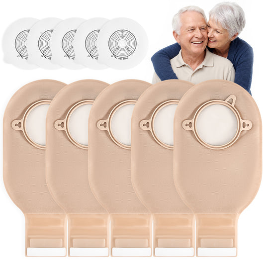28 PCS Ostomy Supplies Colostomy Bags 2 Piece Ostomy Bag Two Piece Ostomy Drain Pouches for Ileostomy and Stoma Care, Trim-to-Fit 15-57 mm (18 x Bags+10 x Skin Barriers)