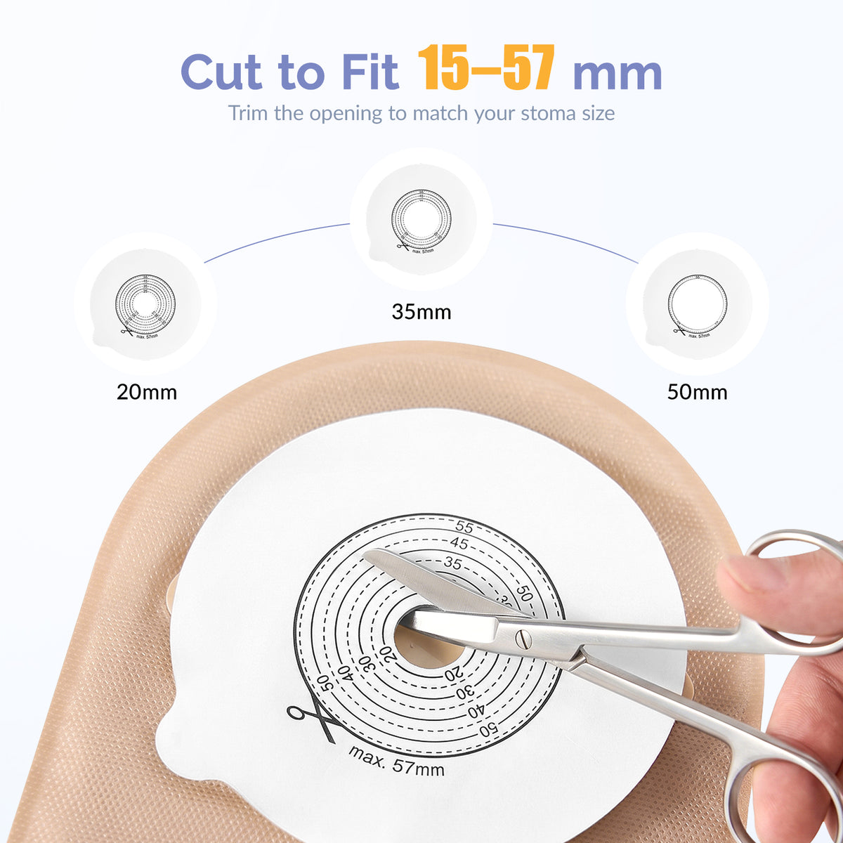 28 PCS Ostomy Supplies Colostomy Bags 2 Piece Ostomy Bag Two Piece Ostomy Drain Pouches for Ileostomy and Stoma Care, Trim-to-Fit 15-57 mm (18 x Bags+10 x Skin Barriers)