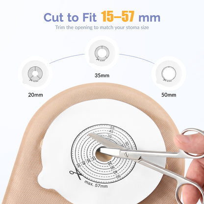 28 PCS Ostomy Supplies Colostomy Bags 2 Piece Ostomy Bag Two Piece Ostomy Drain Pouches for Ileostomy and Stoma Care, Trim-to-Fit 15-57 mm (18 x Bags+10 x Skin Barriers)