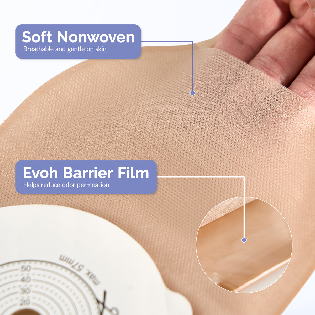 28 PCS Ostomy Supplies Colostomy Bags 2 Piece Ostomy Bag Two Piece Ostomy Drain Pouches for Ileostomy and Stoma Care, Trim-to-Fit 15-57 mm (18 x Bags+10 x Skin Barriers)
