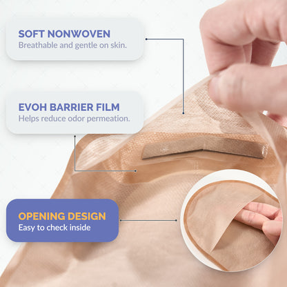Colostomy Bags, One Piece Cut to Fit Ostomy Pouches 15-60mm With Hydrocolloid Adhesive, Soft Fabric All-Day Comfort